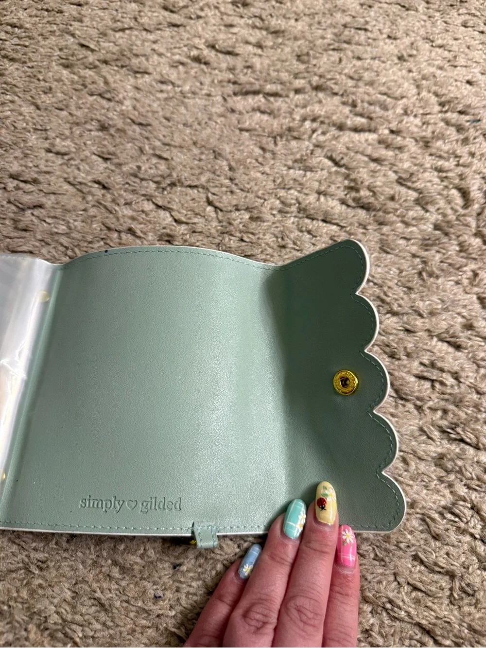 Simply Gilded White Peach Floral Scalloped Vegan Leather Mini Sticker Album